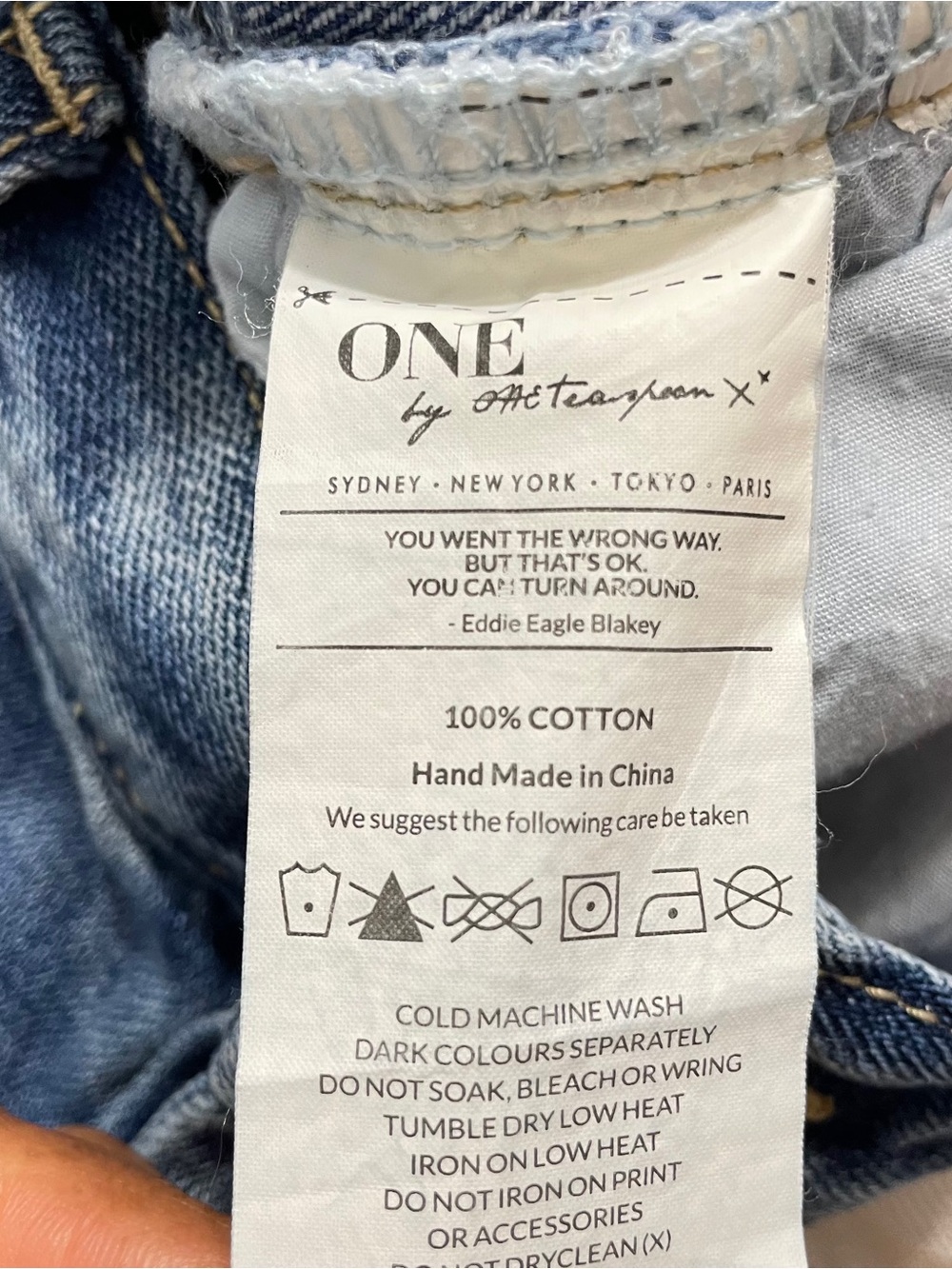One Teaspoon Bandit Cuffed Denim Shorts Women 25 Blue Distressed Cowgirl Coastal - Picture 11 of 11